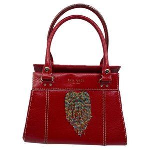 KATE SPADE Red Leather Hand Bag Customized W/Heart